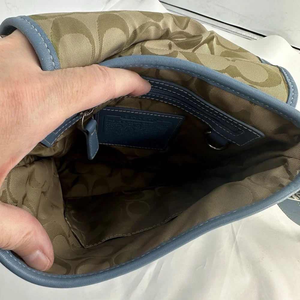 Coach Vintage Legacy Blue Leather Saddle Studio Flap Crossbody Bag 9335
